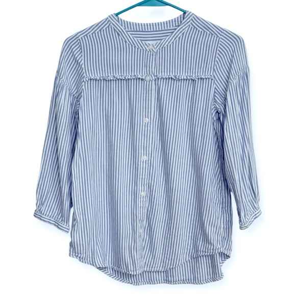 Old Navy Girls Blue and‎ White Striped Blouse L10/12 - Picture 1 of 2